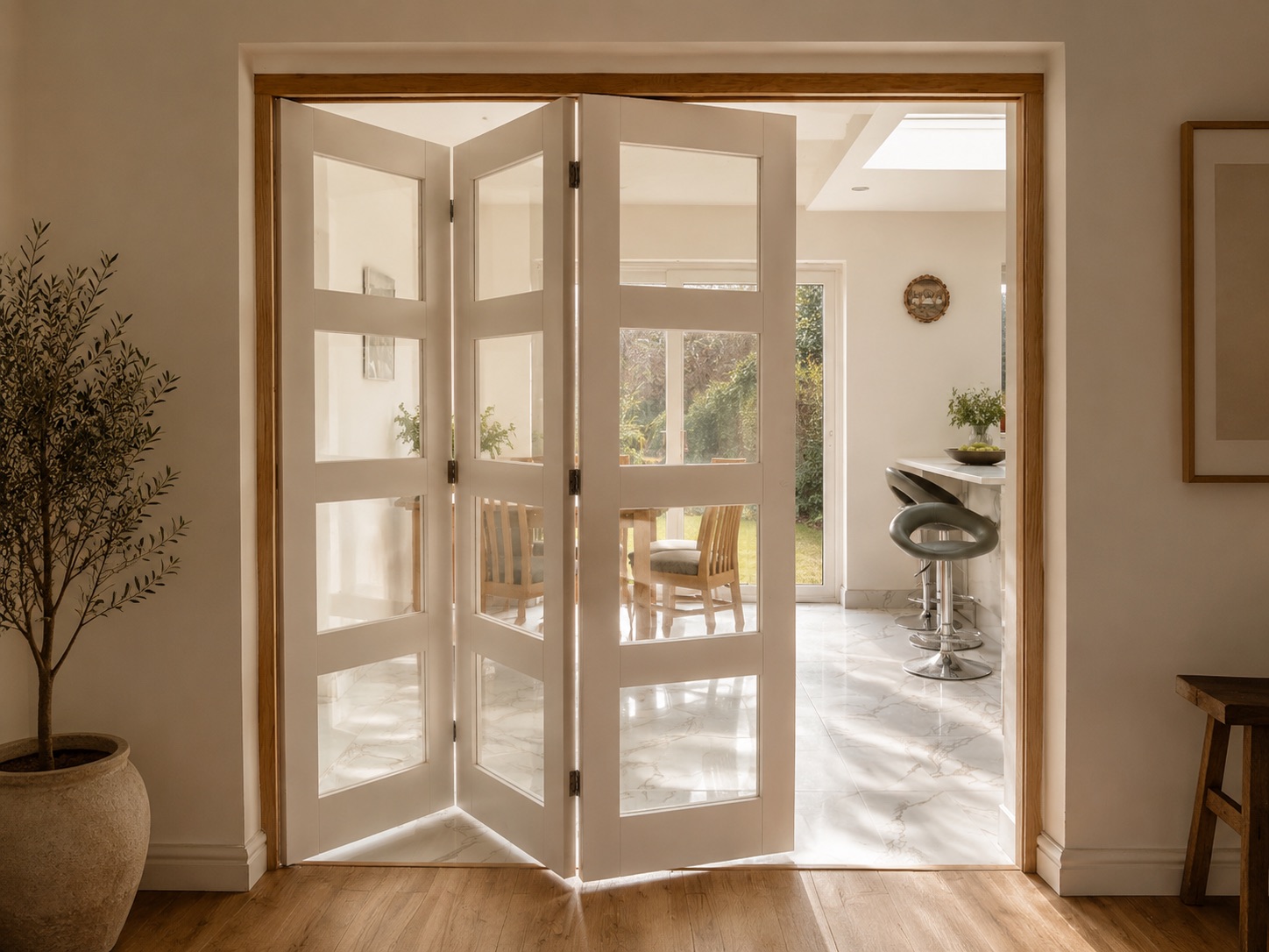 Three-leaved bifold door