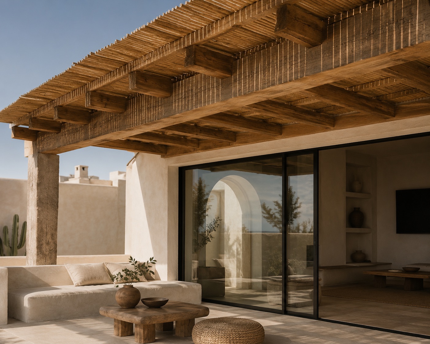 Timber pergola with terrace seating
